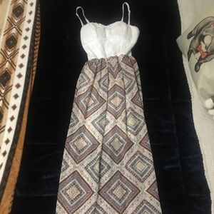 Tribal/lace spaghetti strap maxi dress